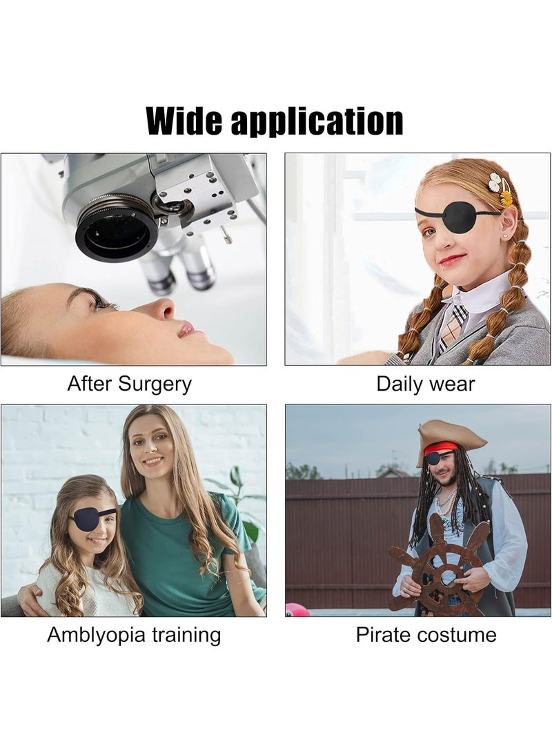 رقعة عين ناعمة قابلة للتعديل للبالغين والأطفال، غطاء لتصحيح كسل العين اليسرى أو اليمنى، ديكور لحفلات تنكرية للقراصنة، أسود - Image 5